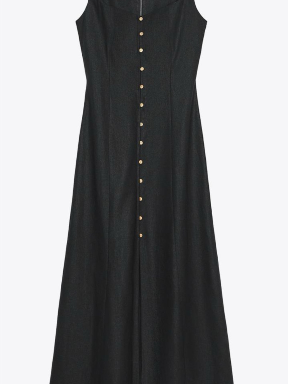 Black Sleeveless Button-Front Maxi Dress